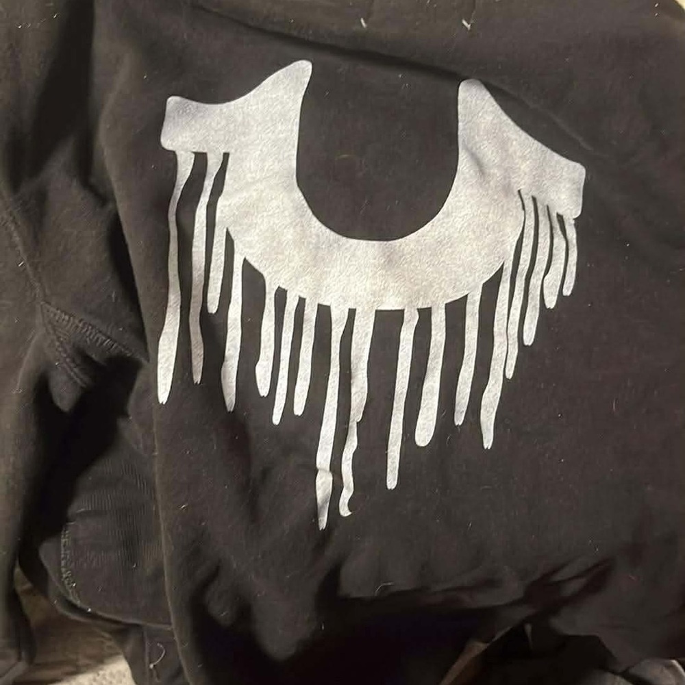 True Religion Men’s Black Hoodie with Dripping Logo